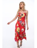 Red summer dress with flowers for everyday use MP60092 - Online store - Boutique